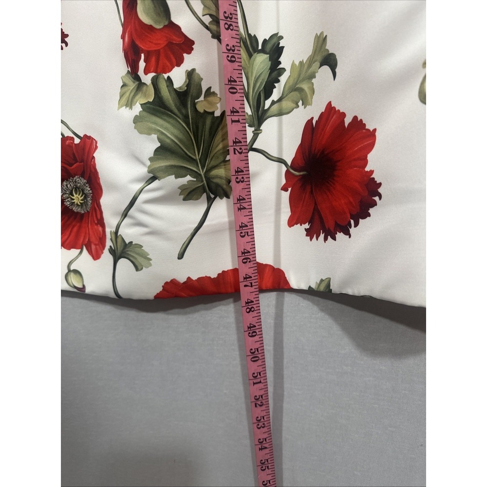 NWD $6000 Oscar de la Renta [ 10‎ ] Poppies Floral Scoop Midi Dress White Red - Picture 3 of 16